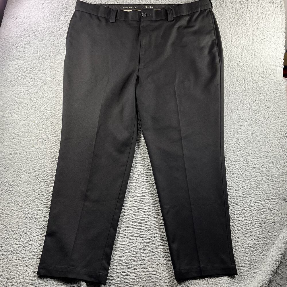 Oak Hill Mens 46x30 Black Dress Pants Flat Front Big & Tall Polyester Slacks